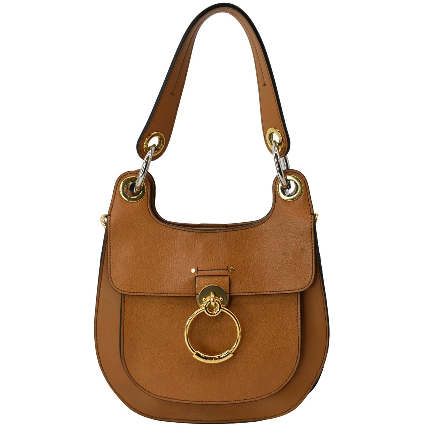 CHLOE Tess Hobo Calfskin Leather Crossbody Bag Camel