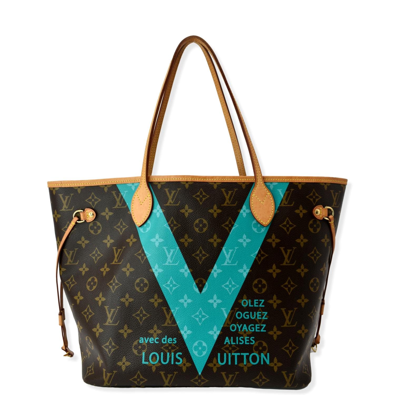 Medium LV tote black with turquoise