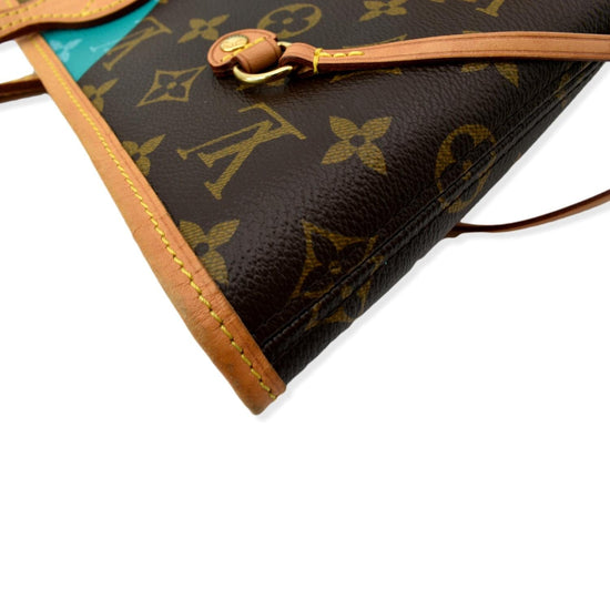 Neverfull cloth tote Louis Vuitton Turquoise in Cloth - 24638129