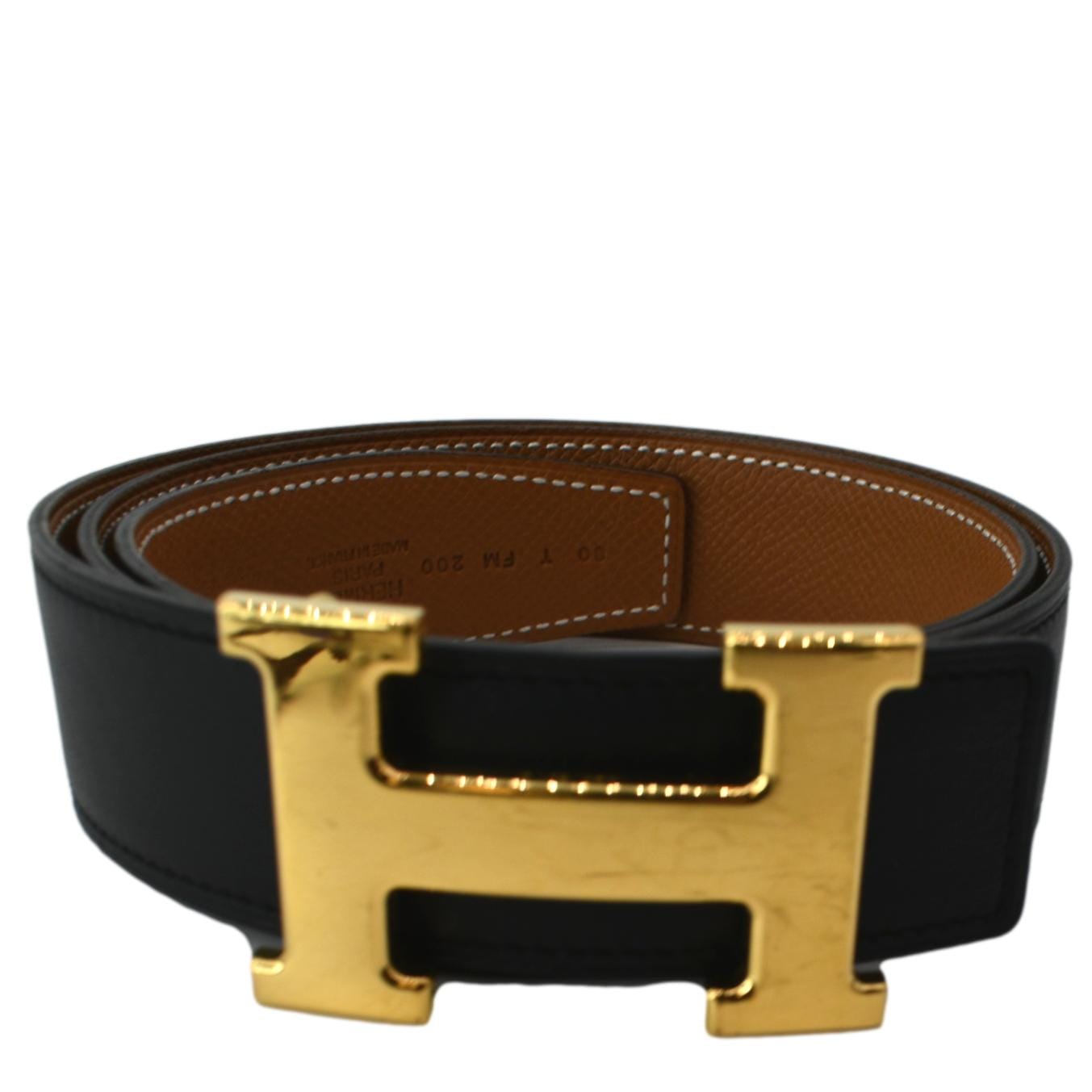 Hermès 32mm Reversible Constance H Belt Carre Etoupe/ Black Palladium Buckle