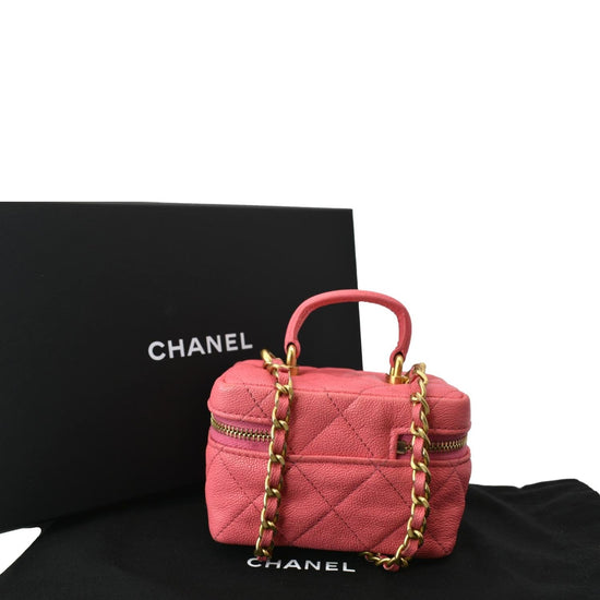 Chanel Pink Quilted Caviar Vanity Crossbody Handbag