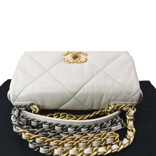 CHANEL Lambskin Quilted Medium Chanel 19 Flap White 507249