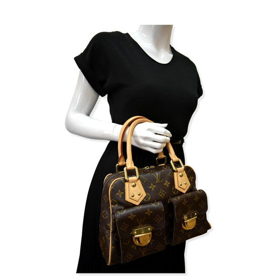 Louis Vuitton Manhattan Pm Monogram Bowler 872487 Brown Coated Canvas  Satchel, Louis Vuitton