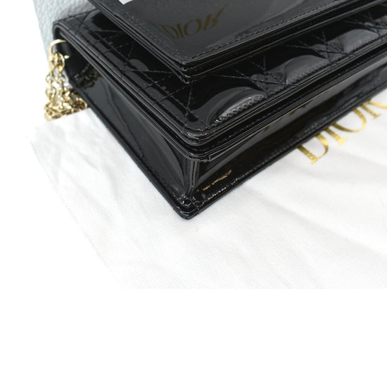 Christian Dior Lady dior Chain Pouch Shoulder Bag Leather Black Purse  90187074