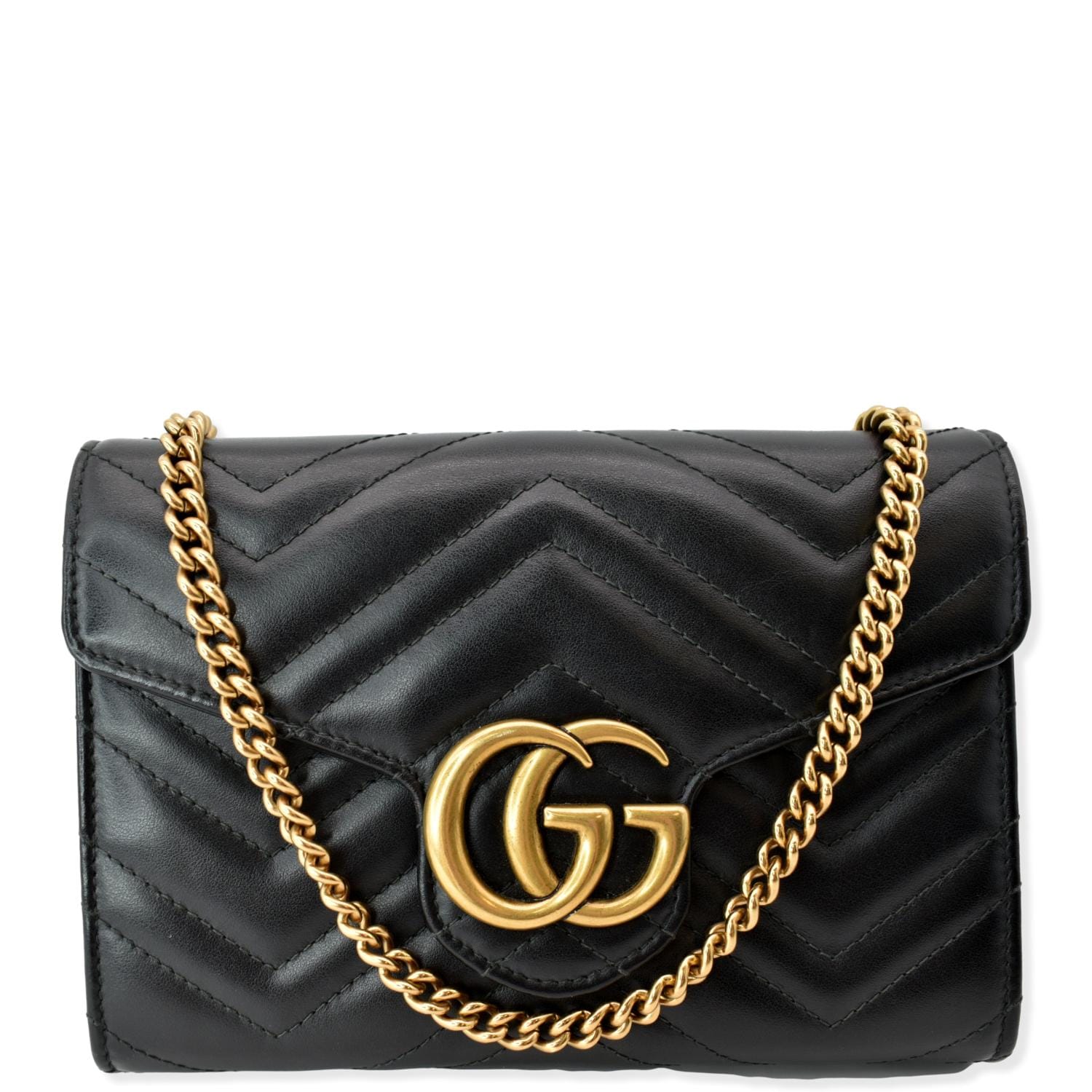 Gucci Matelasse Leather GG Marmont Mini Chain Shoulder Bag (SHF-KHf4XN –  LuxeDH