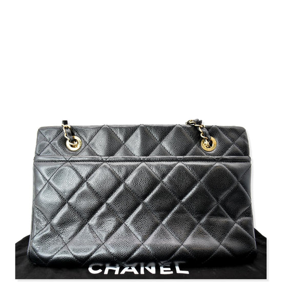 chanel black quilted caviar bag