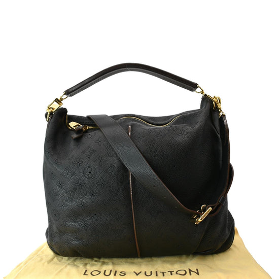 Louis Vuitton Selene MM Mahina Leather Tote Shoulder Bag Black