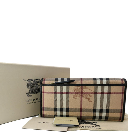 Burberry Beige/Brown Haymarket Check Pvc and Leather Continental Wallet  Burberry