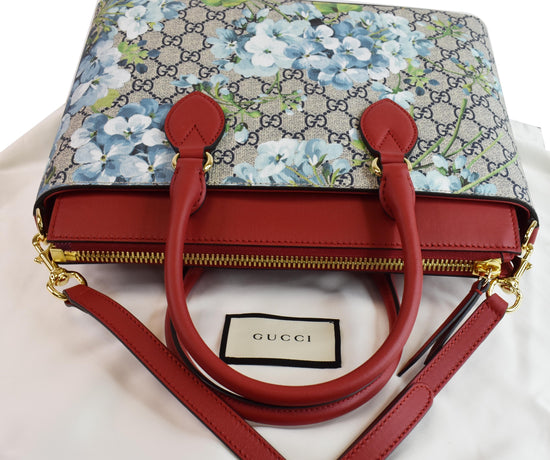 Auth GUCCI GG Blooms Clutch Bag Beige Red PVC Leather Suede w/ Box ,storage  bag
