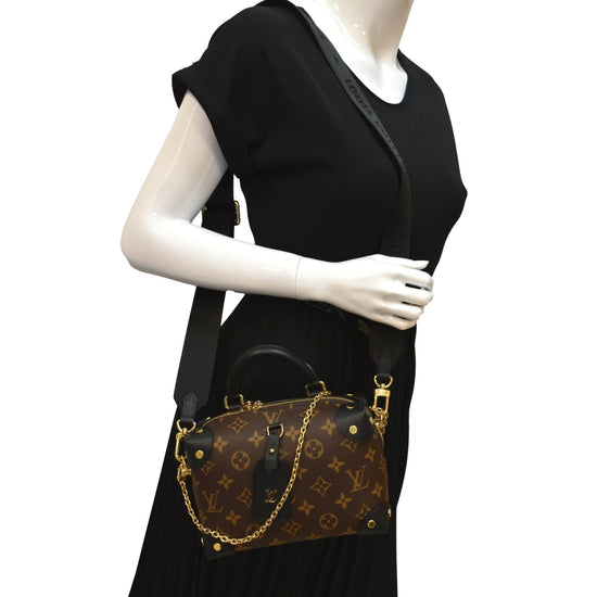 Louis Vuitton Black Monogram Coated Canvas and Leather Petite Malle Souple Gold Hardware, 2021 (Like New), Womens Handbag