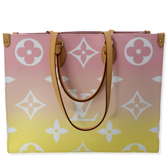 Louis Vuitton Light Pink Giant Monogram and Raffia by The Pool Hawaii Edition Onthego GM Gold Hardware, 2021 (Like New), Yellow/Pink Womens Handbag