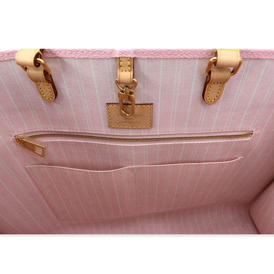 Louis Vuitton Light Pink Giant Monogram and Raffia by The Pool Hawaii Edition Onthego GM Gold Hardware, 2021 (Like New), Yellow/Pink Womens Handbag