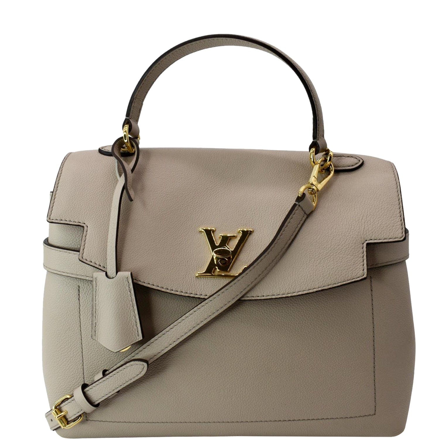 LOUIS VUITTON Lockme Ever MM Grained Calfskin Leather Shoulder Bag Bei