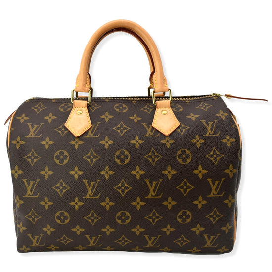 LOUIS VUITTON Speedy 30 Monogram Canvas Satchel Bag Brown