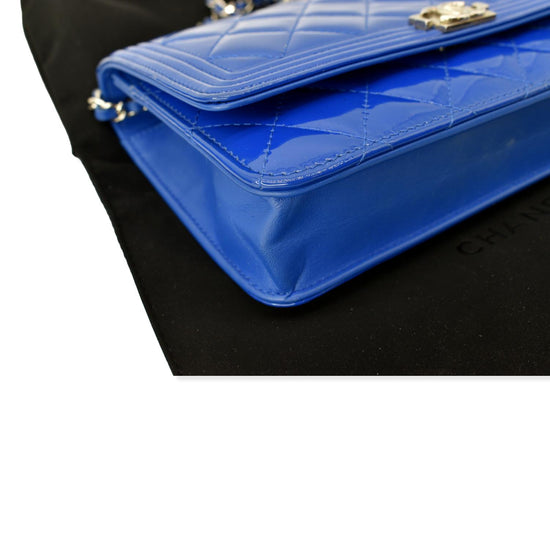 Chanel New Wallet on Chain Royal Woc Blue Patent Leather Cross Body Cl –  House of Carver