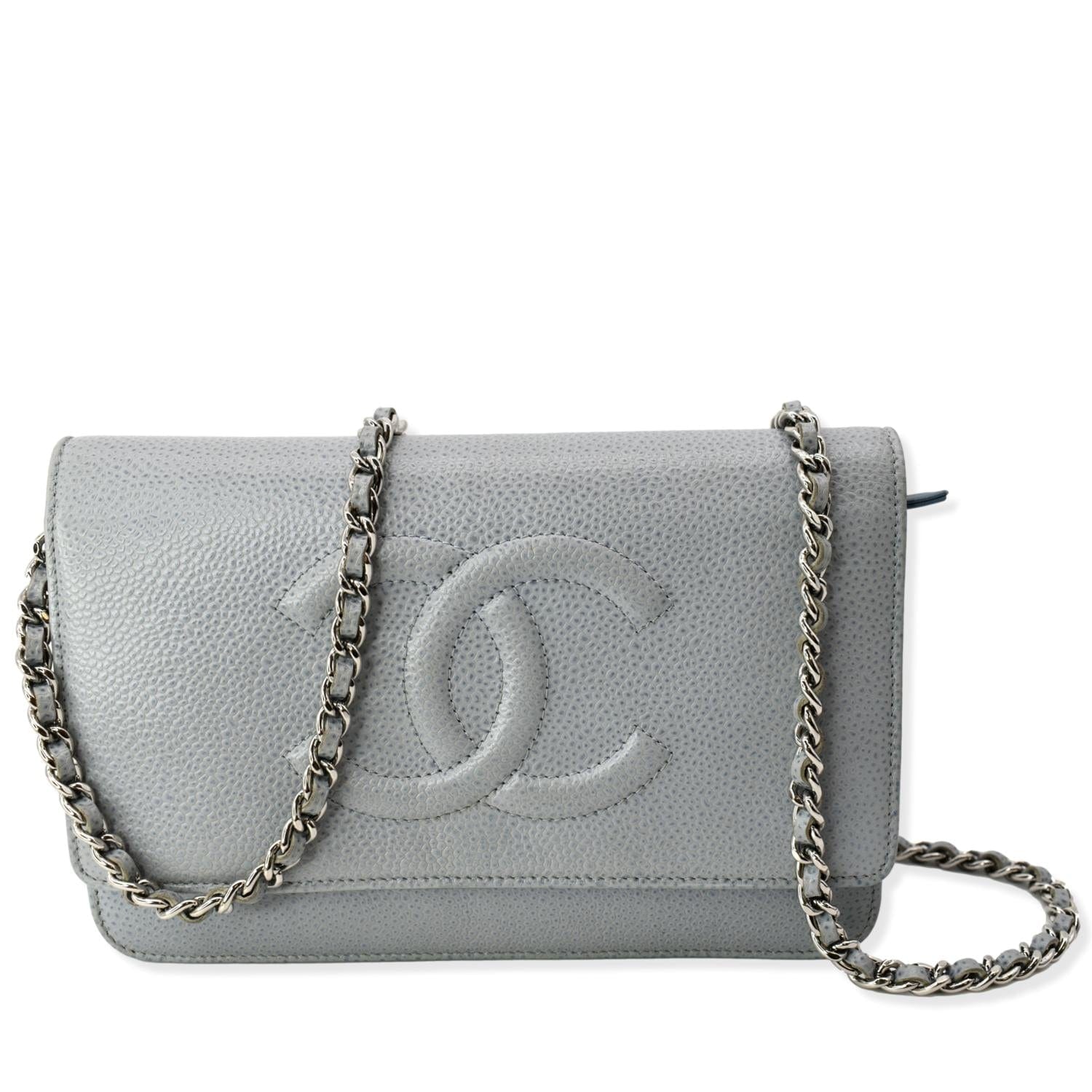Chanel White Quilted Caviar Leather Poker Card Wallet on Chain GHW WOC  1CK0228 at 1stDibs