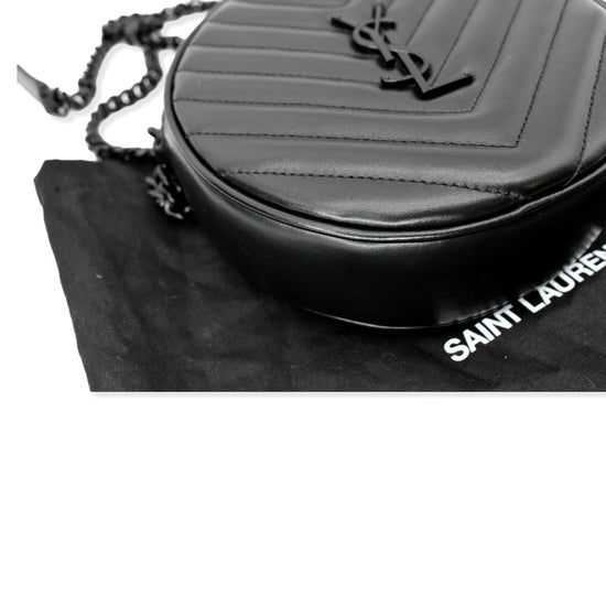 Yves Saint Laurent Vinyle Round Chevron Leather Camera Bag