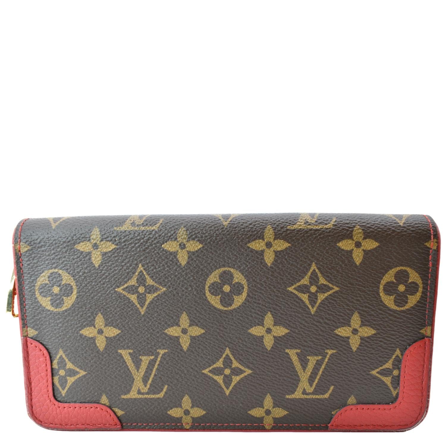 Louis Vuitton M61854 Monogram Zippy Wallet Retiro Brown Cerise Red