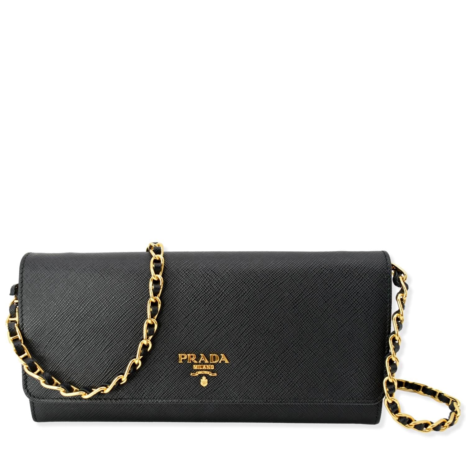Prada Peonia Saffiano Metal Leather Wallet on Chain Clutch Bag 1M1290 -  Yoogi's Closet