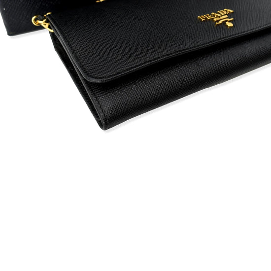 Prada Envelope Leather Chain Clutch Blue - Dallas Designer