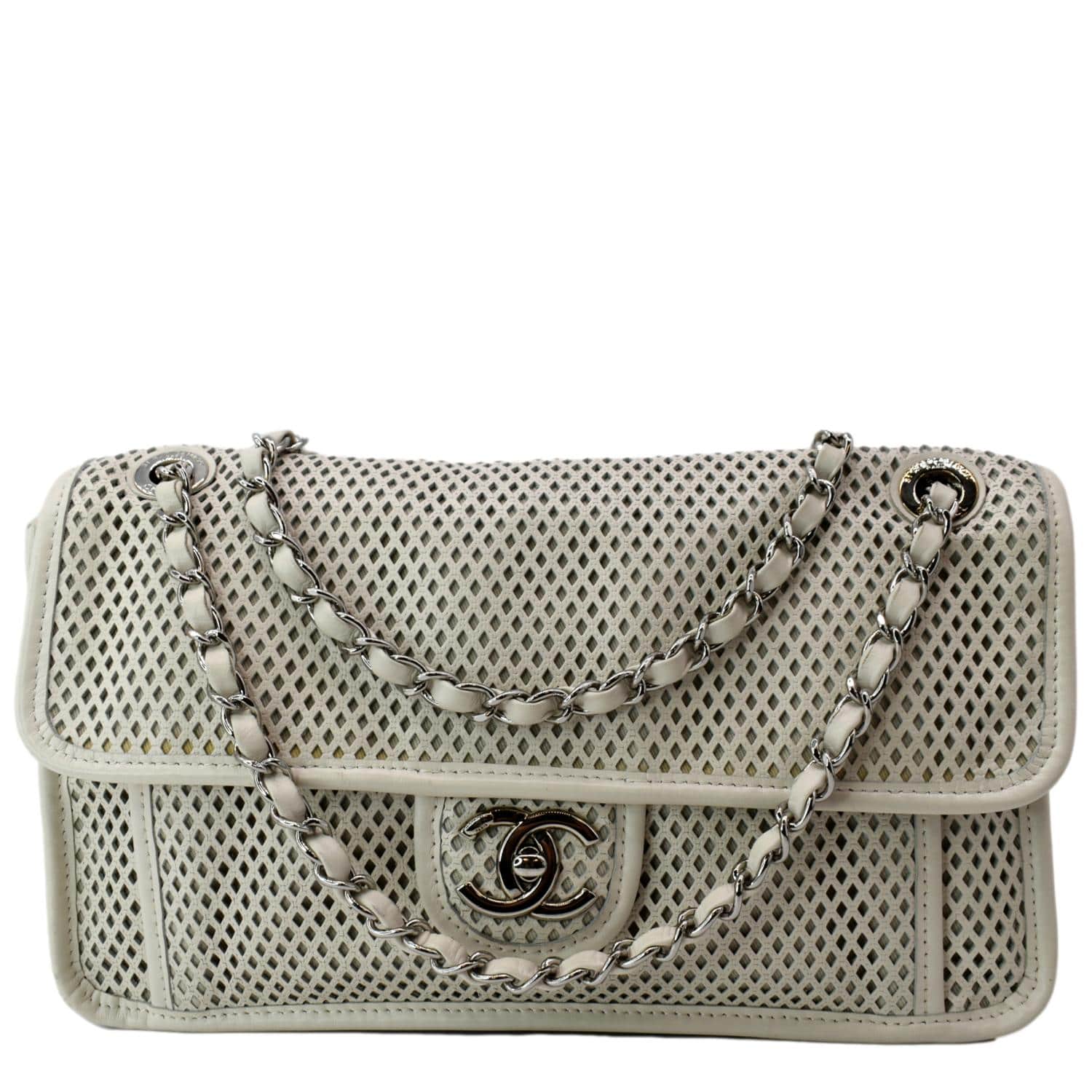 White Leather “See Through” Flap Bag w/GHW