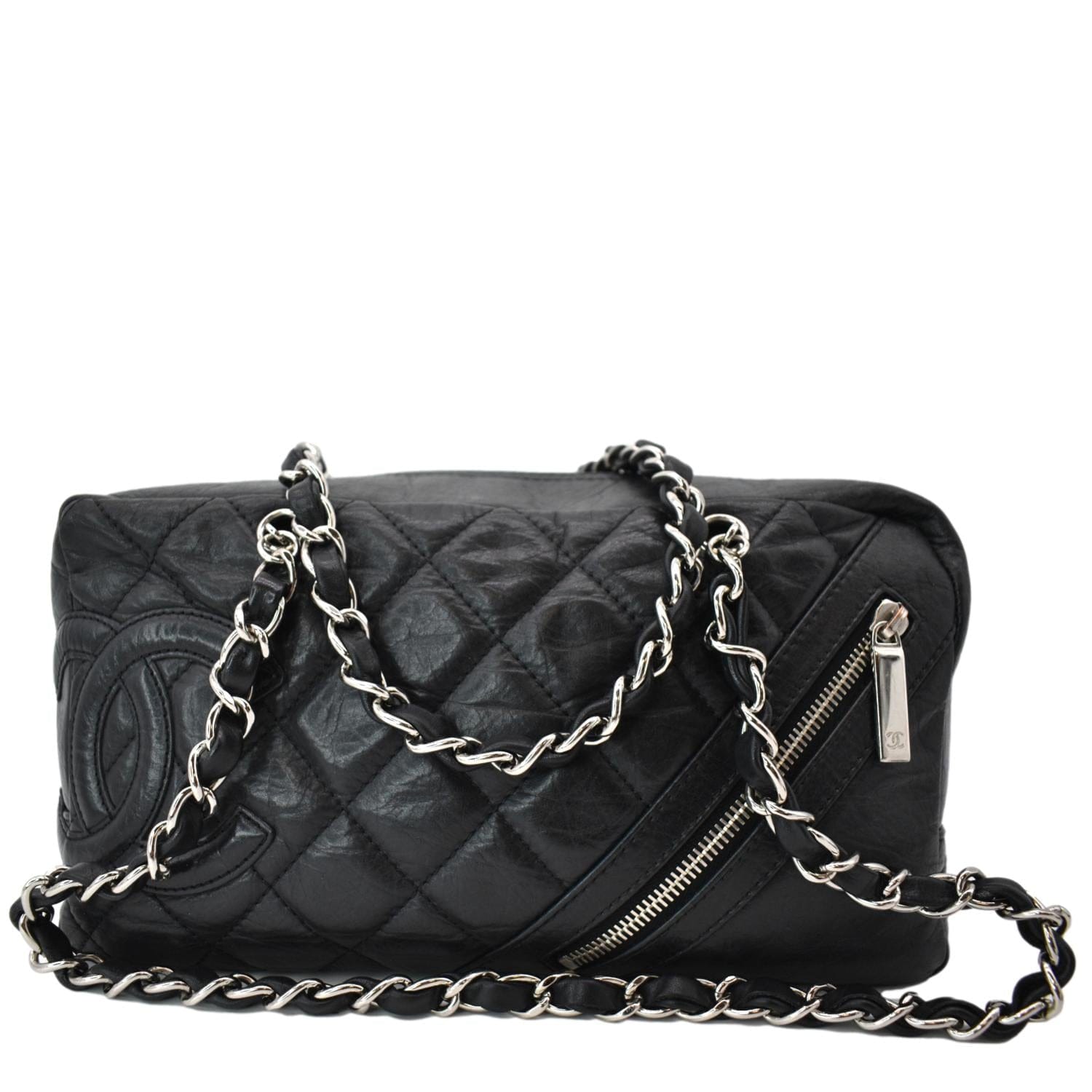 Chanel CHANEL Satin Visue Chain Shoulder Bag Black P12650 – NUIR VINTAGE
