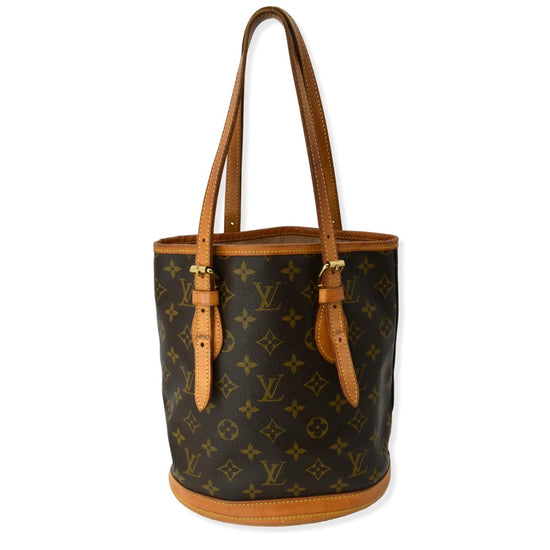 EUC Authentic Louis Vuitton Hand Bag small petit bucket brown purse tote LV