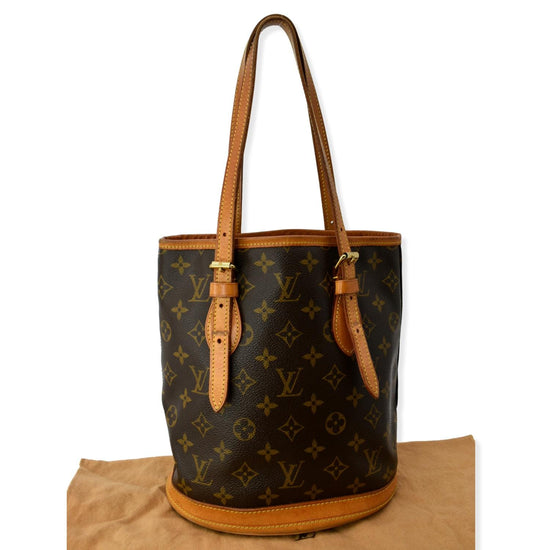 Louis Vuitton Brown Monogram Petit Bucket Leather Cloth ref.944528 - Joli  Closet