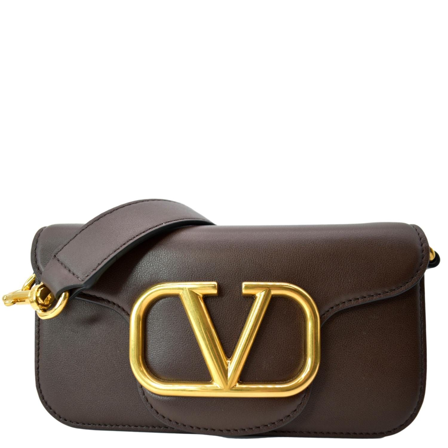 Monedero marrón con monograma y cremallera en el contorno Liuto de  Valentino Bags