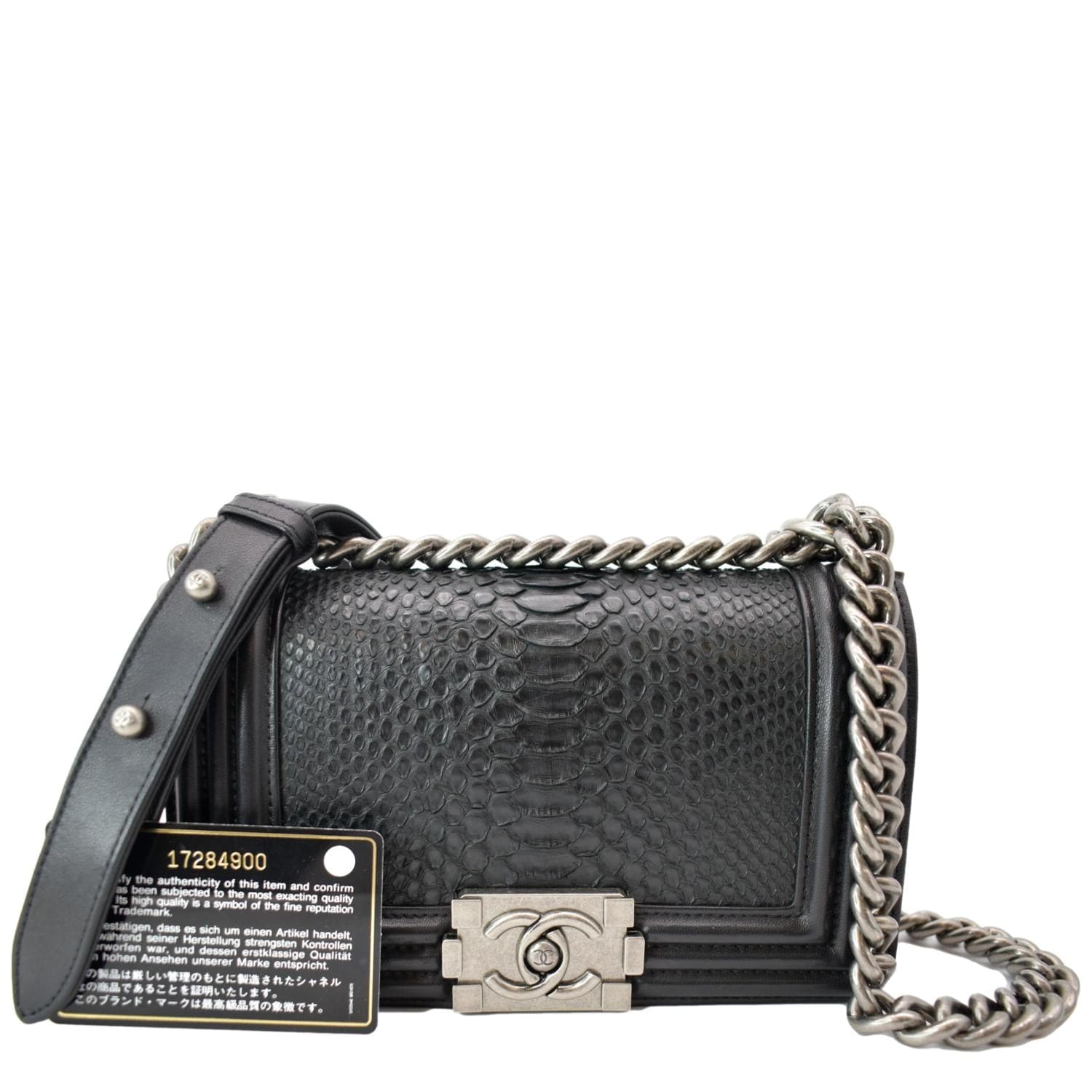 Chanel Python double flap bag in black  Unique Designer Pieces