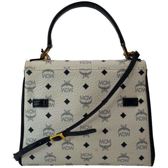 MCM - White Monogram Small Kelly Bag with Original Strap, Dust Bag