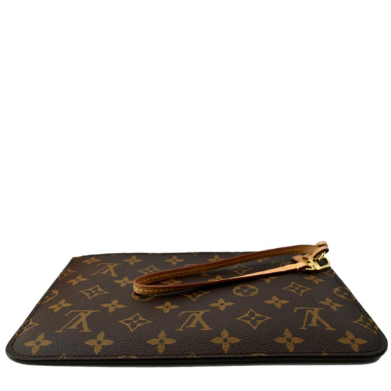 LOUIS VUITTON Neverfull MM Monogram Canvas Pochette Wristlet Pouch Bro