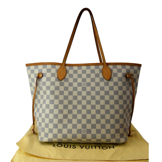 🔥NEW LOUIS VUITTON Neverfull MM Tote Bag Damier Azur Beige ❤️ HOT GIFT