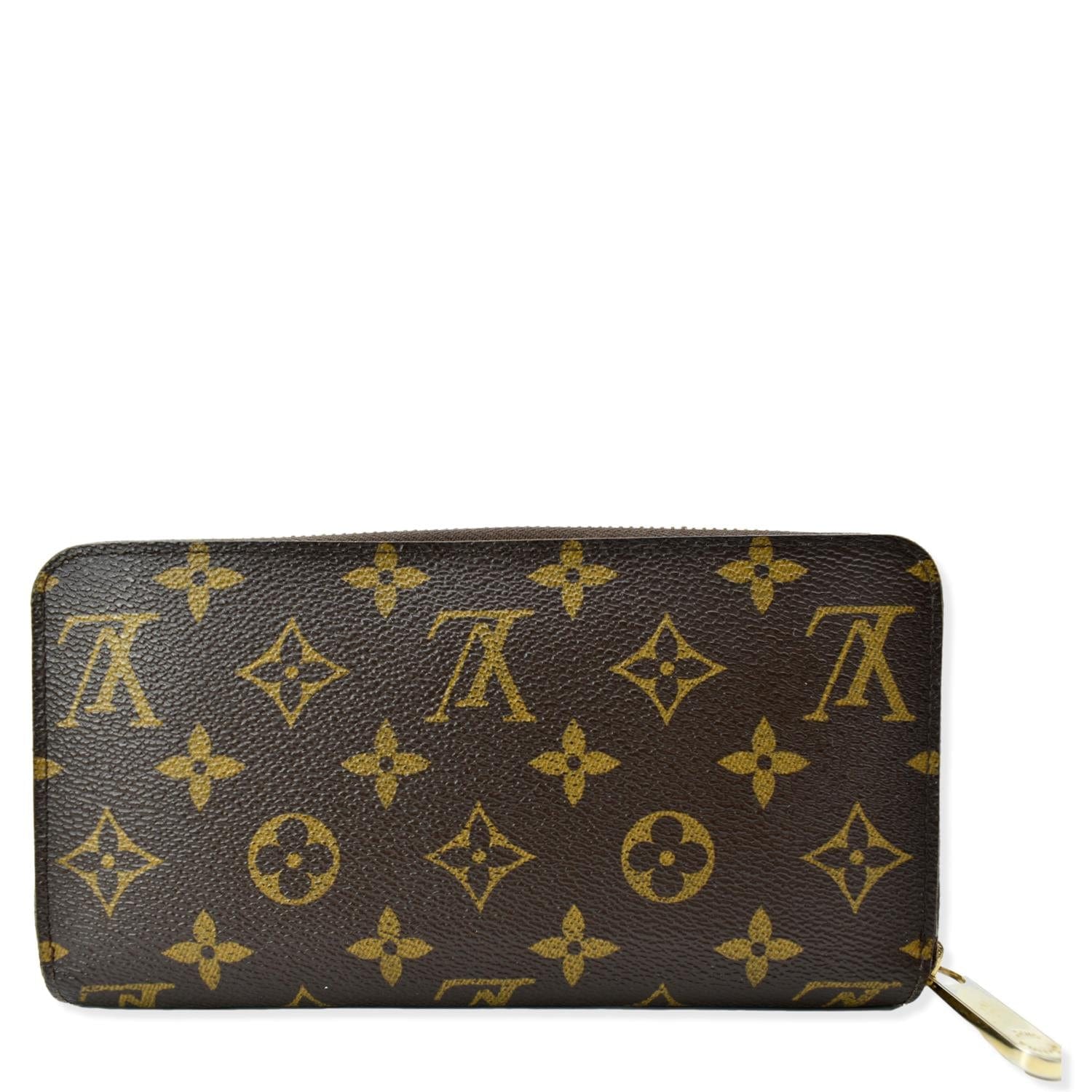 Used Brown Louis Vuitton Monogram Mini Lin Pattern Zippy Wallet