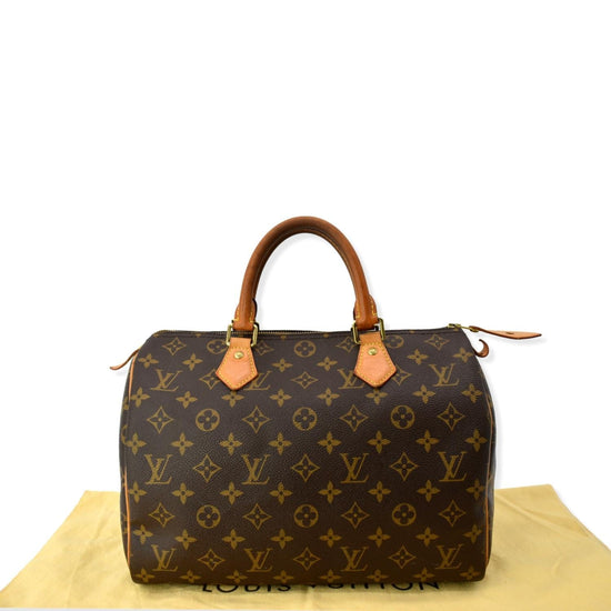 Speedy cloth handbag Louis Vuitton Brown in Cloth - 32596141