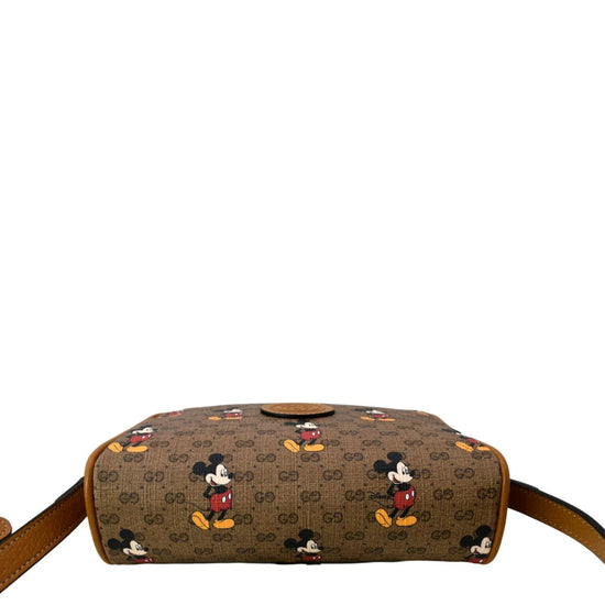 GUCCI Shoulder Bag Mickey Mouse Disney 602536 GG Supreme Canvas Leather  Beige