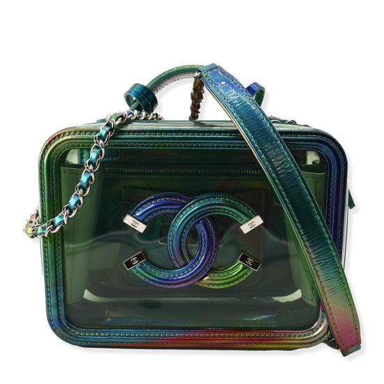 chanel green vanity case bag