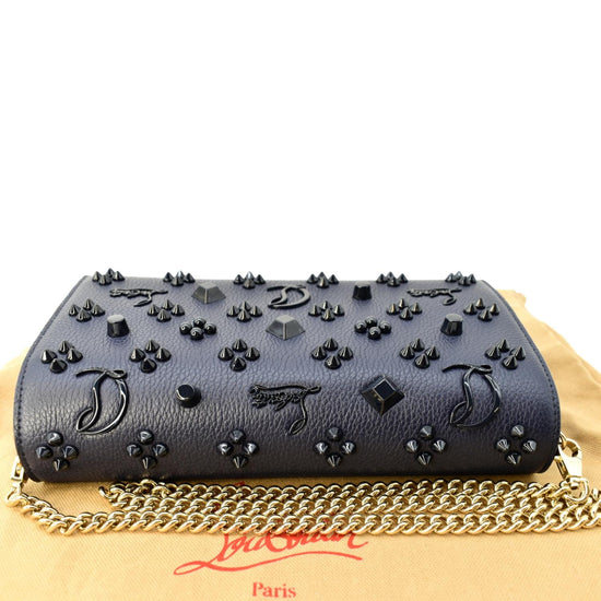 CHRISTIAN LOUBOUTIN Paloma Denim Patent Pearl Spikes Crossbody Bags Da