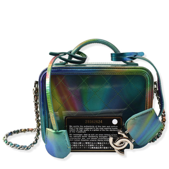 CHANEL Small CC Filigree Vanity Case Iridescent Dark Turquoise Caviar  Rainbow Hardware 2018 - BoutiQi Bags