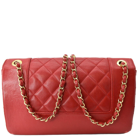 CHANEL Mademoiselle Vintage Flap Sheepskin Leather Shoulder Bag Red