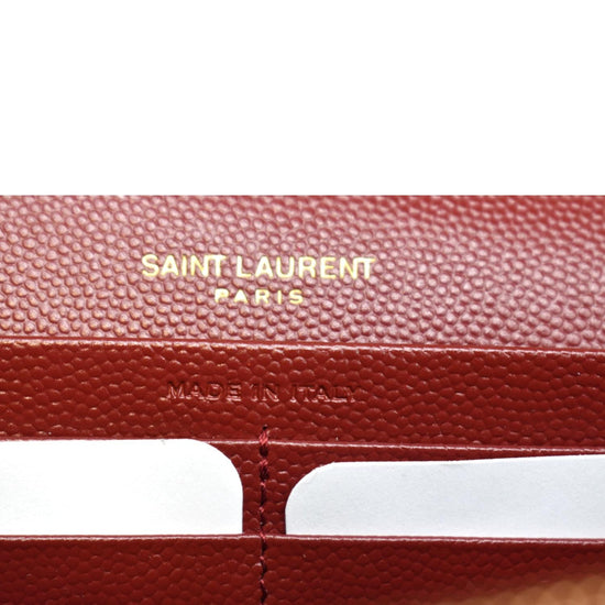 YSL Red Grainy Leather Wallet On Chain (WOC) QTBJDP18RB025