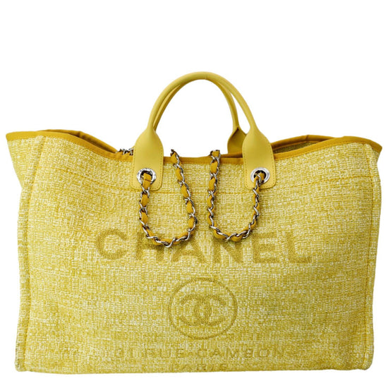 Chanel 2021 Ivory/ Gold Large Deauville Shopping Tote Bag