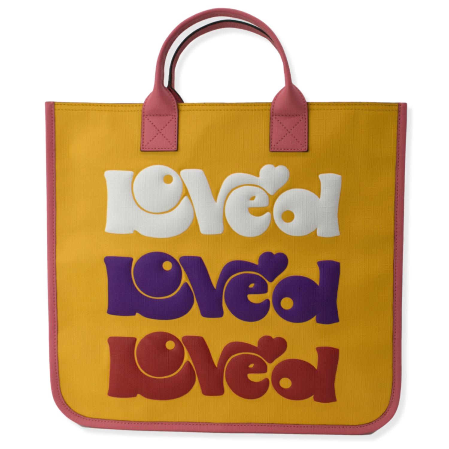  Pardick Love Heart Canvas Tote Bag for Women Rainbow