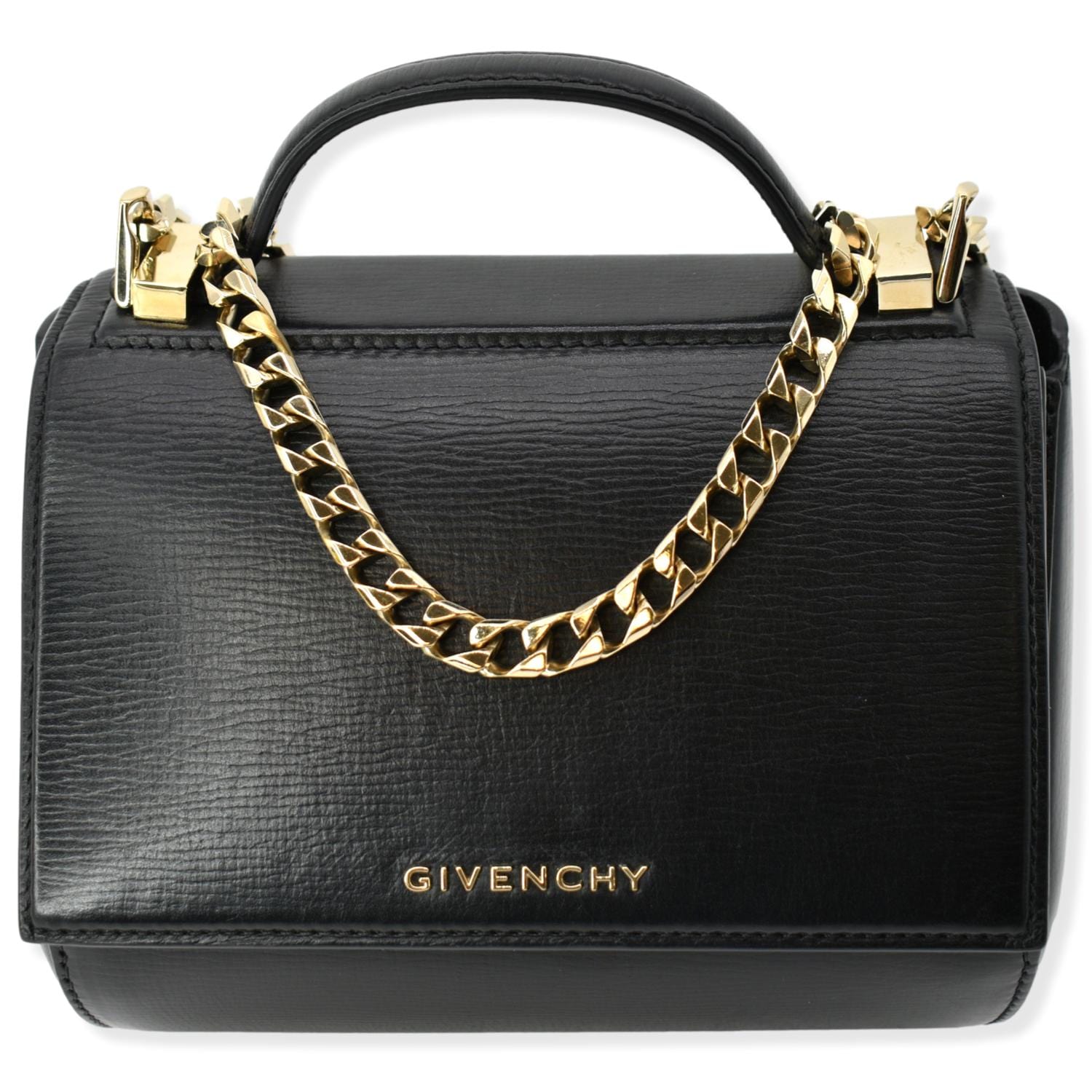 Givenchy Mini Pandora Box Calfskin Leather Chain Bag Black