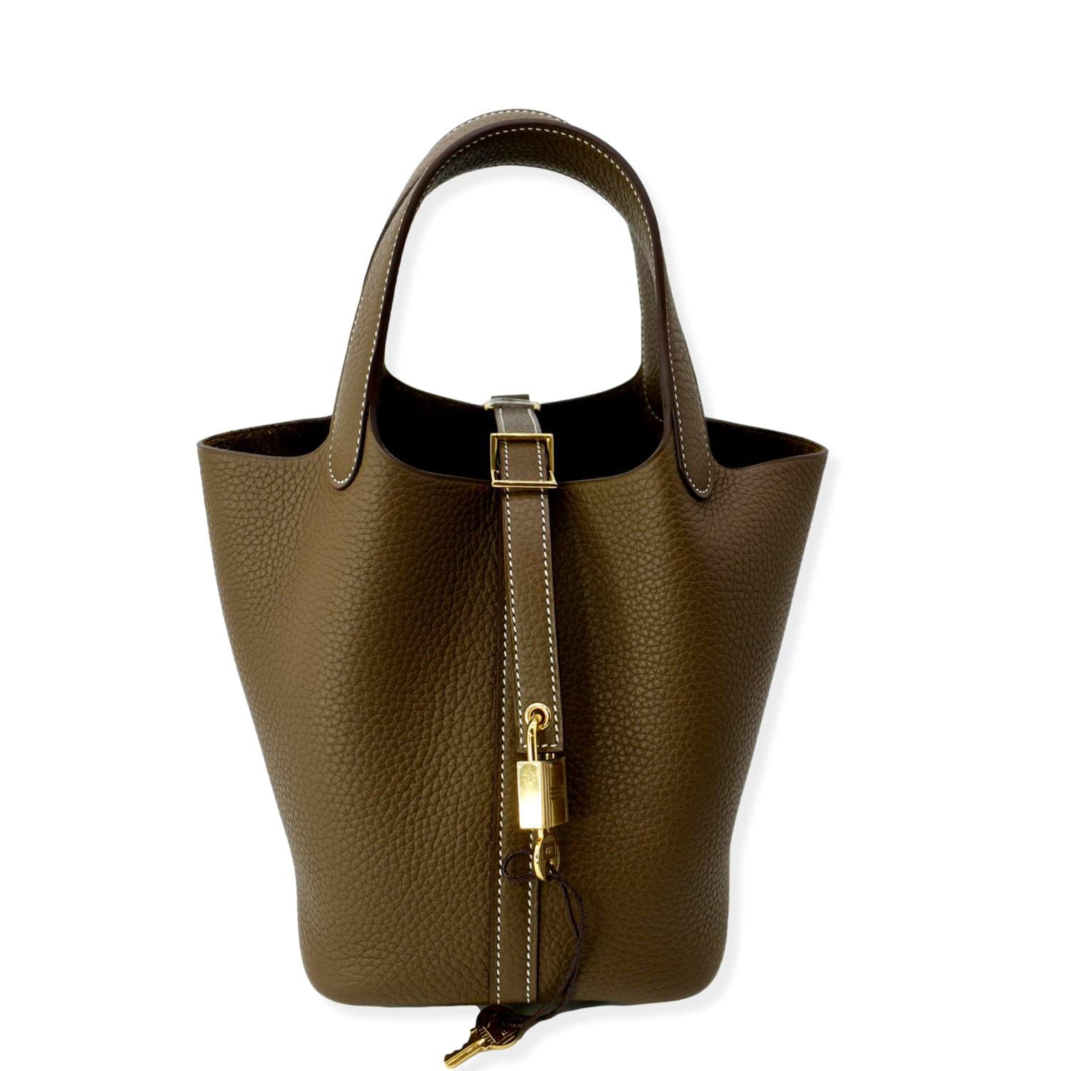 HERMES Picotin Lock 18 Taurillon Clemence Leather Tote Bag Taupe, MavieenmieuxShops