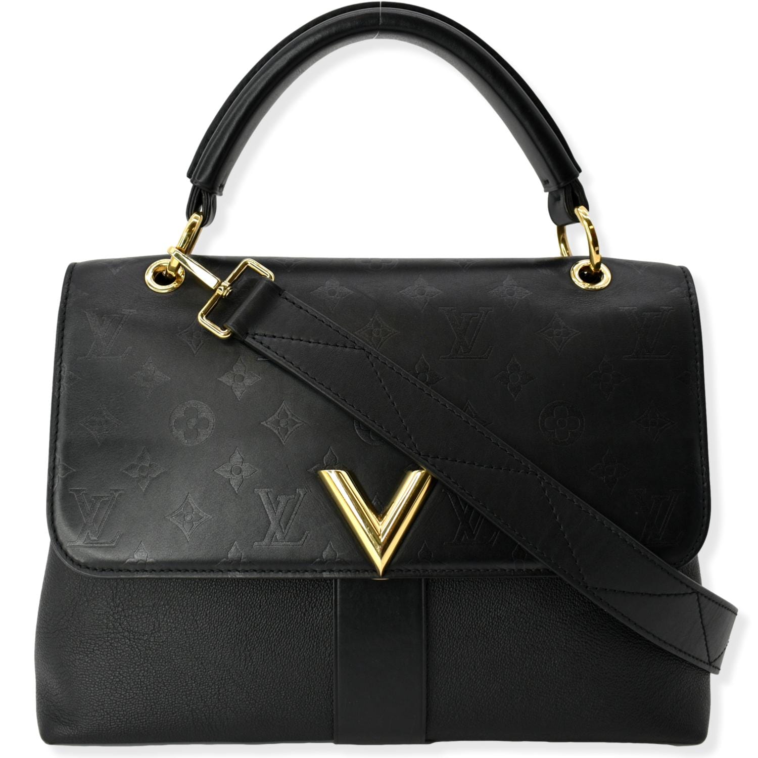 LOUIS VUITTON Very One Handle Calfskin Monogram Shoulder Bag Black