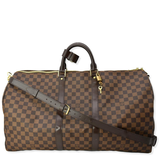 Louis Vuitton Damier Ebene Keepall Bandouliere 55 Duffle with Strap 51lk715s