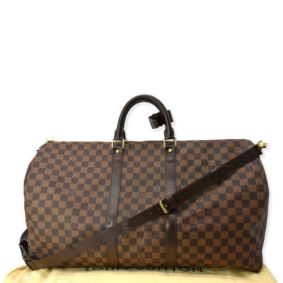 Louis Vuitton keepall 55 damier ebene Dark brown Leather ref.763846 - Joli  Closet