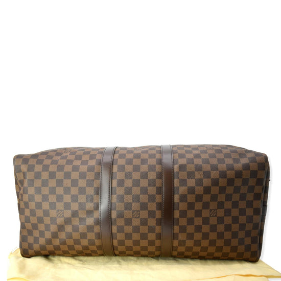 LOUIS VUITTON Keepall Bandouliere 55 Damier Ebene Travel Bag Brown - H