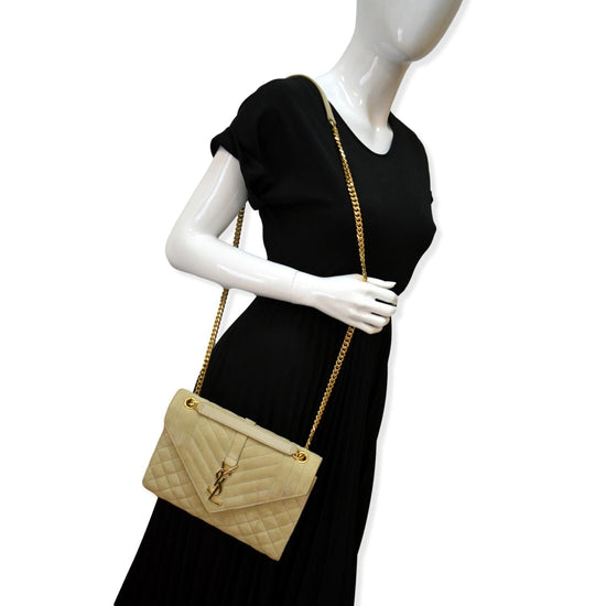 YVES SAINT LAURENT Envelope Medium Matelasse Leather Crossbody Bag Bla